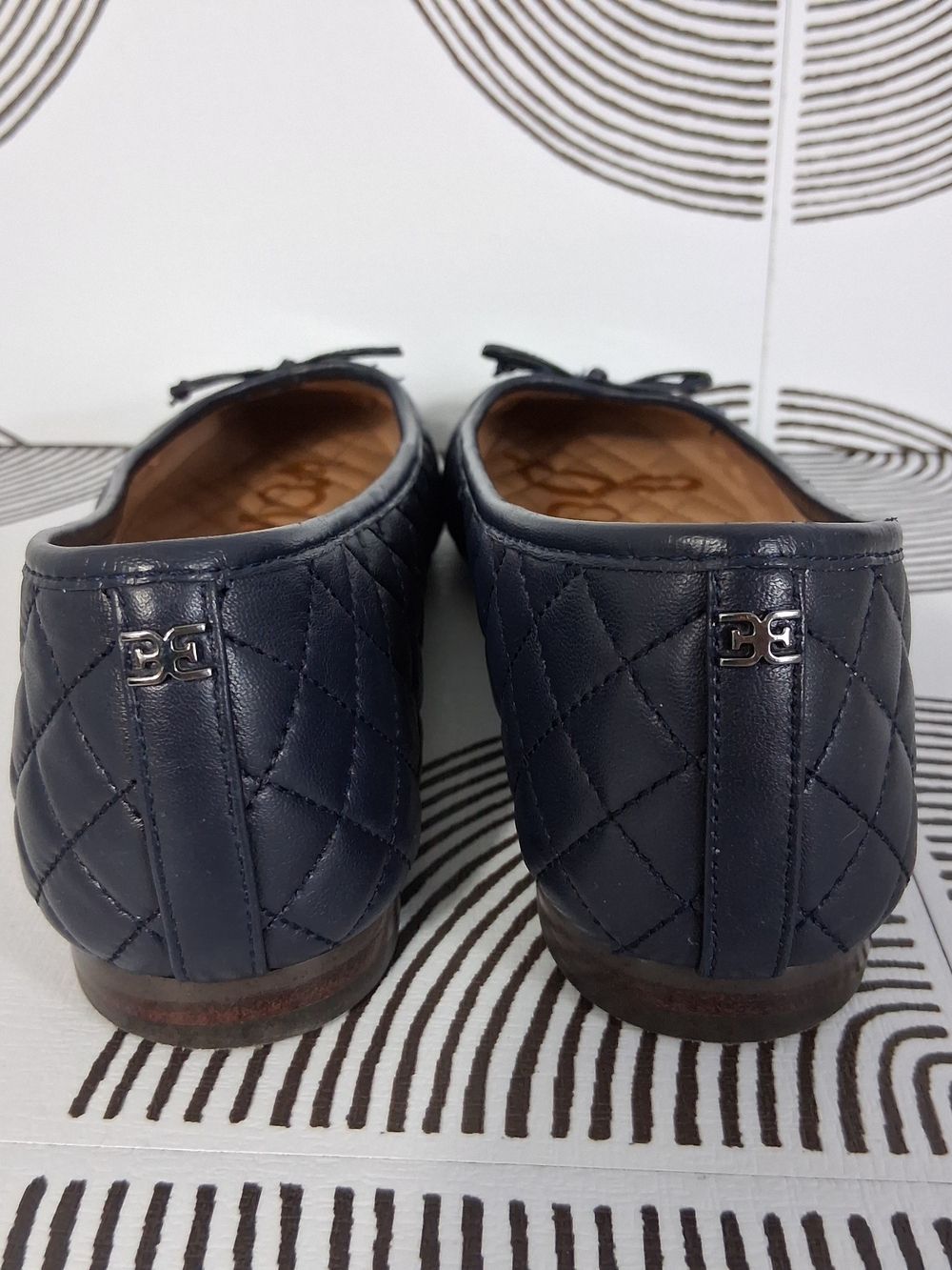 Sam Edelman Marilyn Women's 8 Navy Blue Quilted Cap Toe Leather Ballet Flats - Picture 5 of 14